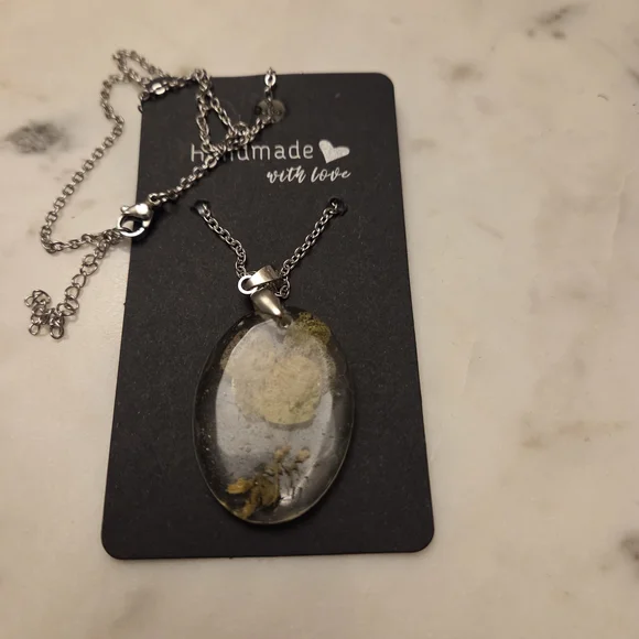 Handmade Silver and Gold Floral Pendant Necklace - Picture 2 of 3